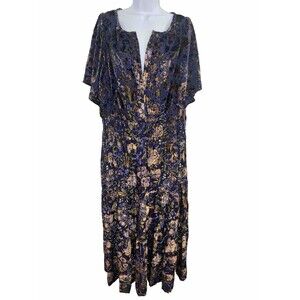NWT Anthropologie Somerset Maxi Dress Velvet Edition Burnout Purple Women 2X